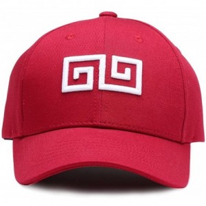 Baseball Caps Unisex Geometric Embroidery Men Women Hip-Hop Style Classic Fashion Baseball Cap Cotton Adjustable Hat - Red - ...