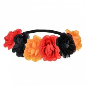 Headbands Rose Flower Headband Floral Crown Mexican Hair Wreath (Red Black Orange) - Red Black Orange - CQ18Y7K3SDC $17.28