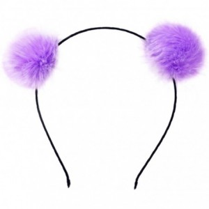 Headbands Girl's Adorable Fur Ball Pompom Ball Hair Hoops Headbands - Purple - CW17WUT8G0O $18.56