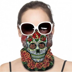 Balaclavas Women's Bandana Tube Neck Gaiter Headwear Face Scarf for Dust Wind Sun Protection - Skull Flower - Orange - CI198H...