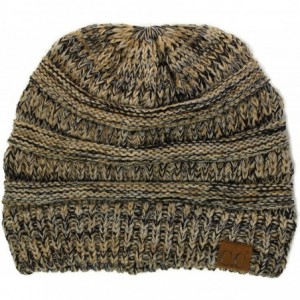 Skullies & Beanies Quad Color Warm Chunky Thick Stretchy Knit Slouchy Beanie Skull Cap Hat - Taupe - CU185UHAKIX $18.60