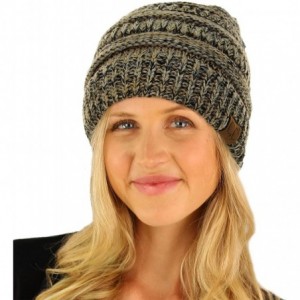 Skullies & Beanies Quad Color Warm Chunky Thick Stretchy Knit Slouchy Beanie Skull Cap Hat - Taupe - CU185UHAKIX $18.60