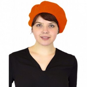 Berets Women's Artist Beret Soft Wool Classic Style Beanie Hat Cap - Orange - CC1258LI2JN $19.04