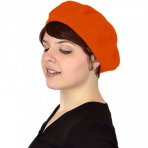 Berets Women's Artist Beret Soft Wool Classic Style Beanie Hat Cap - Orange - CC1258LI2JN $19.04