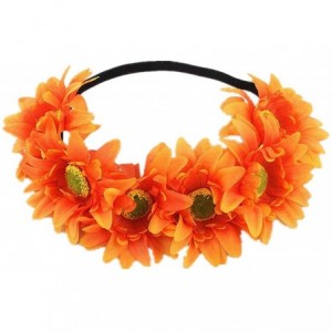 Headbands Sunflower crown Boho crown Sunflower headband Flower Hair Accessory - Orange - CZ18QOYU97R $17.89