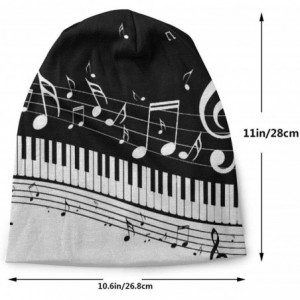 Skullies & Beanies Unisex Comfortable Slouchy Beanie Hat Stretchy Baggy Skull Cap - Piano Keys With Musical Notes - CQ18AMY2Z...