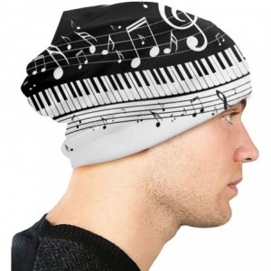 Skullies & Beanies Unisex Comfortable Slouchy Beanie Hat Stretchy Baggy Skull Cap - Piano Keys With Musical Notes - CQ18AMY2Z...