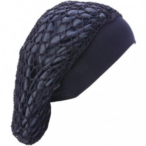 Skullies & Beanies Net Night Sleep Cap Hat Crocheted Slouchy Bonnet-Wide Band-Double Layered-Snood Hair - Navy - C518QZT4GO5 ...