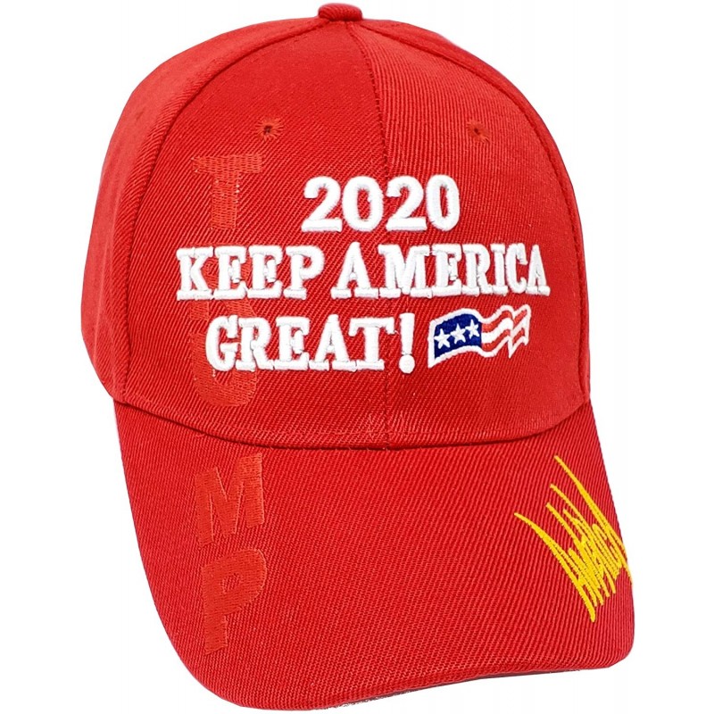 Baseball Caps Donald Trump 2020 Keep America Great Baseball Hat 3D Signature Cap (One Size- Red 802R) - CK18ZO529E9 $18.40