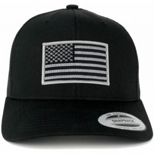 Baseball Caps American Flag Patch Snapback Trucker Mesh Cap - Black - Black Grey Patch - CX12ITQZ4QX $35.12