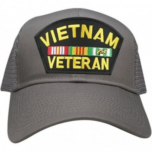 Baseball Caps Military Vietnam Veteran Large Embroidered Iron on Patch Adjustable Mesh Trucker Cap - Grey - C912MYM4Q41 $34.60