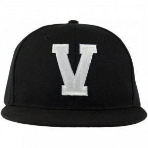 Baseball Caps ABC Embroidered Letter Snapback Cap in Black White with Letters A to Z - V - CS11KSIAOW9 $16.69