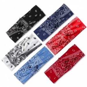 Cold Weather Headbands Headband Fashion Running Athletic Knotted - 6Pcs Paisley Turban Headbands for Women - CH18RLY98QH $33.00