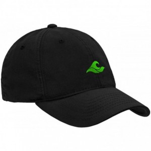 Baseball Caps Soft & Cozy Relaxed Strapback Adjustable Baseball Caps - Black With Green Embroidered Logo - CN18EWE30SN $29.27