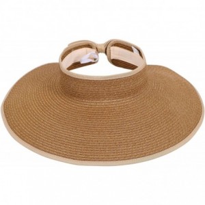 Sun Hats Women's Spring/Summer Collection Straw Woven Wide Brim Sun Visor Hat - Light Coffee - CR18E2YOOT3 $27.34