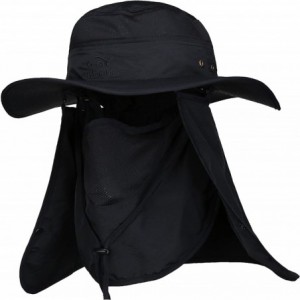 Sun Hats Summer Outdoor Sun Protection Fishing Cap Neck Face Flap Hat - Black - CQ1866EH0Z2 $27.84