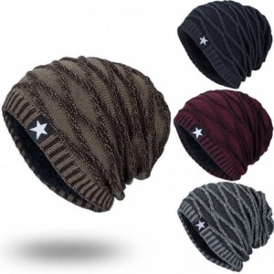 Skullies & Beanies Unisex Knitting Baggy Cap Hedging Head Hat Beanie Cap Warm Outdoor Fashion Hat Star Pattern - Navy - C318H...