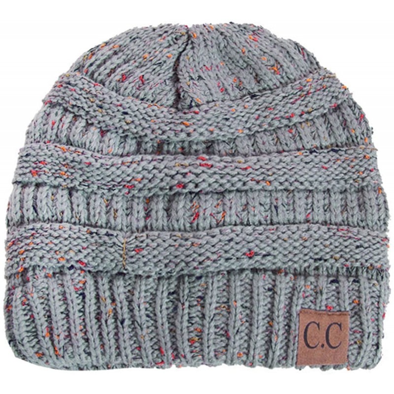 Skullies & Beanies Unisex Confetti Ribbed Cable Knit Thick Soft Warm Winter Beanie Hat - Natural Grey - CY18QG6EOXE $26.38