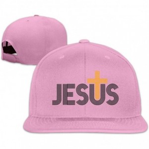 Baseball Caps Jesus Christian Cross Snapback Hats Adjustable Solid Flat Bill Baseball Caps Womens - Pink - C0196XQZ89N $28.62