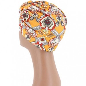 Skullies & Beanies Women Pleated Twist Turban African Printing India Chemo Cap Hairwrap Headwear - Deep Yellow - C518A4OXW36 ...
