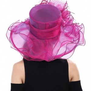 Sun Hats Women's Feathers Floral Fascinating Kentucky Church Wedding Party Floppy Hat - Hot Pink - C418LGGN8IL $62.25