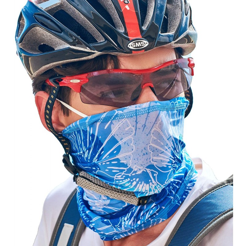Balaclavas Funny Face Masks for Men and Women Outdoor Headscarf Riding Scarf Wrap Neck Warmer UV Cut Bandana - Sky Blue - CI1...
