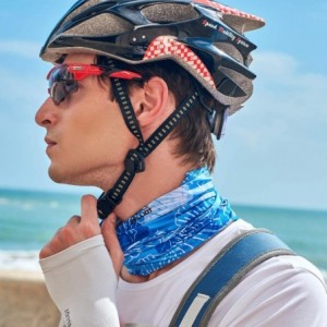 Balaclavas Funny Face Masks for Men and Women Outdoor Headscarf Riding Scarf Wrap Neck Warmer UV Cut Bandana - Sky Blue - CI1...