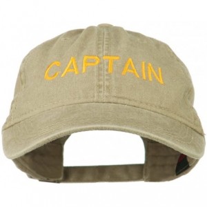 Baseball Caps Captain Embroidered Low Profile Washed Cap - Khaki - CI11MJ3UH5V $41.41
