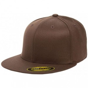 Baseball Caps Premium 210 Flexfit Fitted Flatbill Hat with NoSweat Hat Liner - Brown - CZ18O94I20E $27.17