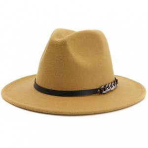 Fedoras Men & Women Belt Buckle Fedora Hat Wide Brim Floppy Panama Hat - A-khaki - CO18T79STUN $25.25