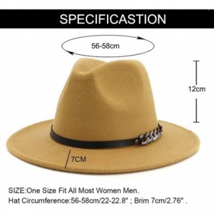 Fedoras Men & Women Belt Buckle Fedora Hat Wide Brim Floppy Panama Hat - A-khaki - CO18T79STUN $25.25