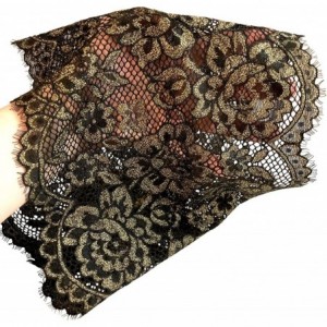 Headbands Stunning Stretch Wide Floral Lace Headbands in Many Beautiful Colors Handmade - Black Gold Shimmer - CW18UX2Q84Y $2...
