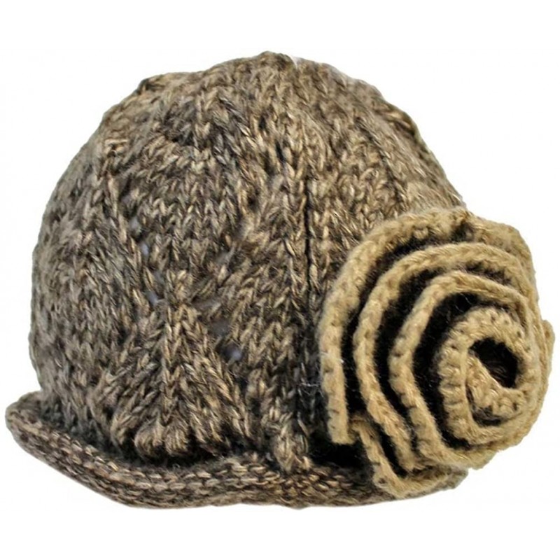 Skullies & Beanies Beautiful Crochet Knit Beanie Cap Hat - Brown - C811FU6JNSL $29.76
