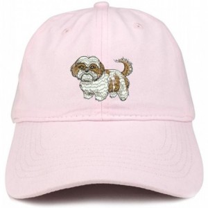 Baseball Caps Shih Tzu Embroidered Unstructured Cotton Dad Hat - Light Pink - CF18S325N33 $36.30