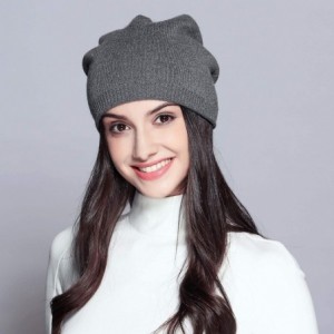 Skullies & Beanies Classic Winter Beanie for Women Solid Unique Knitted Hats Watch Cap Toboggan - Navy Grey - CR18X3ZGNS2 $22.29