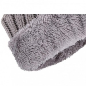 Skullies & Beanies Men & Women's Cable Knit Beanie with Faux Fur Pompom Ears - Grey - CZ188045TI7 $28.05