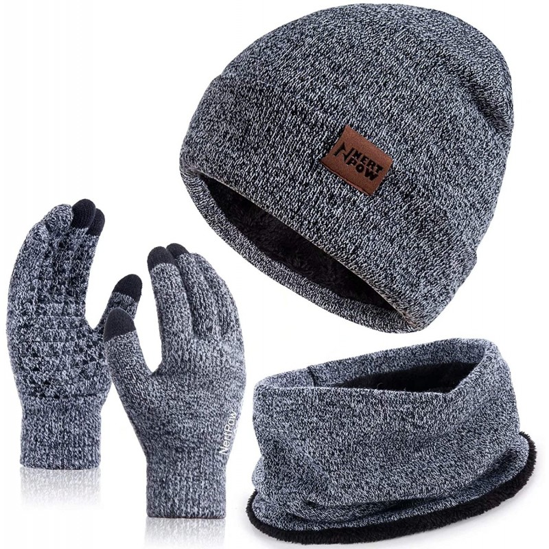 Skullies & Beanies Winter Beanie Gloves Touchscreen Infitiny - Gloves&beanie&scarf Black White - CM18XHMDM24 $23.02