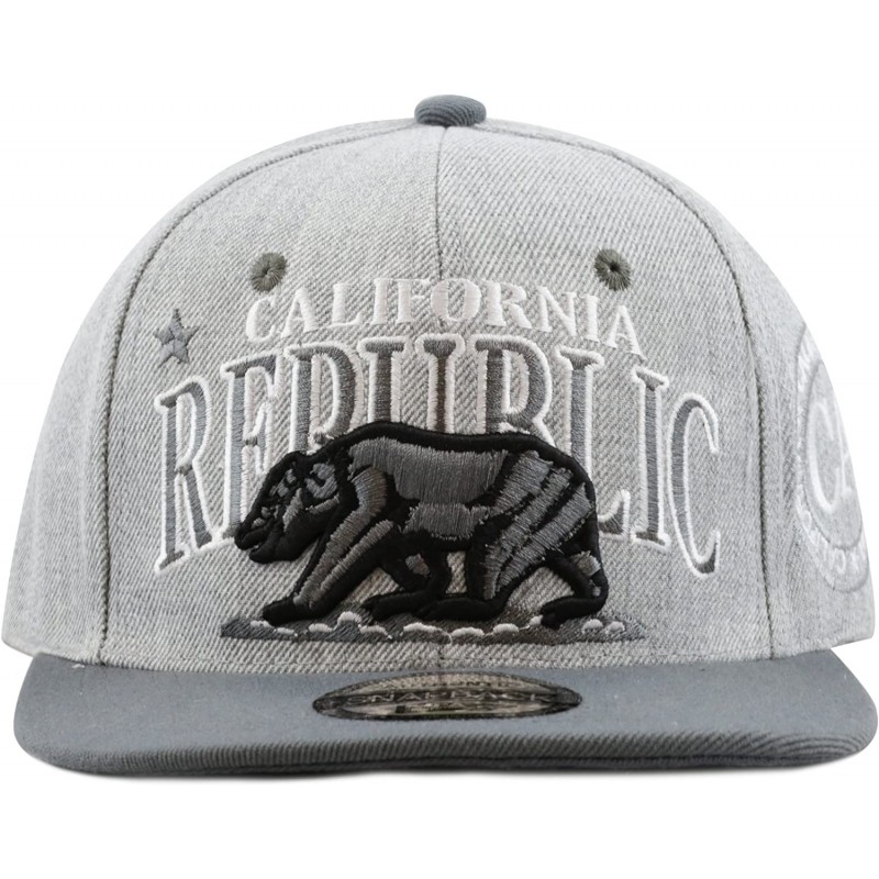 Baseball Caps 1300A New Republic California Soft Heather Grey Snapback Cap - Grey - CX12E06HCZH $19.30