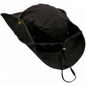 Sun Hats Safari Style Cotton Hat with Chin Cord & Side Snaps - Black - C3115SSKU6F $38.62