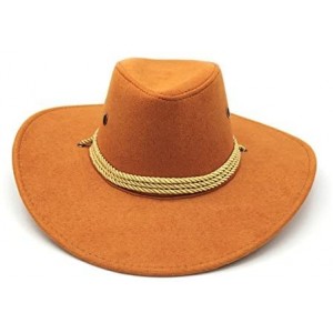 Cowboy Hats Unisex Western Outback Cowboy Hat Men's Women's Style Faux Felt Fedora hat - Yellow - CC18CNN6GQK $26.69
