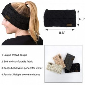Cold Weather Headbands Women Winter Warm Headband Fuzzy Fleece Lined Thick Cable Knit Head Wrap Ear Warmer Black & Confetti G...