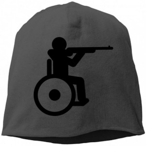 Skullies & Beanies Mens' Warm Beanie Cap Cool Knitted Cap Wheelchair Shooting - Black - CP18H4X029N $28.41