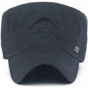 Baseball Caps Cotton Cadet Cap Army Military Caps Flat Hats Unique Design Big Head - Style04-grey - C312093J12H $24.38
