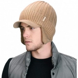 Newsboy Caps Unisex Knit Beanie Visor Cap Winter Hat Fleece Neck Scarf Set Ski Face Mask 55-61cm - 00773-beige - C818YZ70KRY ...