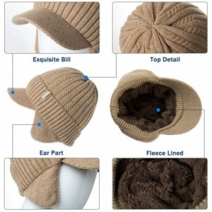 Newsboy Caps Unisex Knit Beanie Visor Cap Winter Hat Fleece Neck Scarf Set Ski Face Mask 55-61cm - 00773-beige - C818YZ70KRY ...