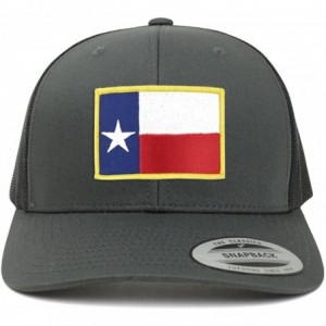 Baseball Caps Flexfit Texas State Flag Embroidered Iron on Patch Snapback Mesh Trucker Cap - Charcoal - CT188HLEIA9 $34.70