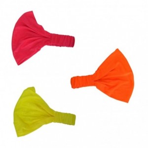 Headbands Set of 3 Wide Cotton Head Band Solid Boho Yoga Style Soft Hairbands Hot Pink Orange Yellow - CZ1820QOSL4 $29.50