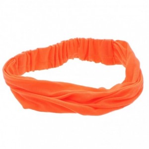 Headbands Set of 3 Wide Cotton Head Band Solid Boho Yoga Style Soft Hairbands Hot Pink Orange Yellow - CZ1820QOSL4 $29.50