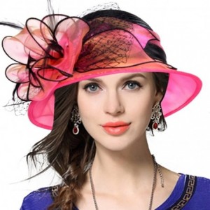 Sun Hats Kentucky Derby Dress Church Cloche Hat Sweet Cute Floral Bucket Hat - Rose - CP17Y02YUTR $50.77