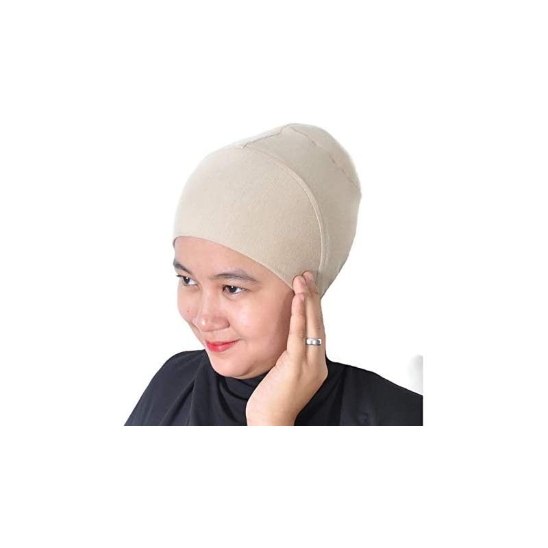 Headbands Hijab Turban Bun Underscarf Chemo Cap Volumizer Hair Loss Cotton Lycra - Beige - CO18UUX5KDC $42.06